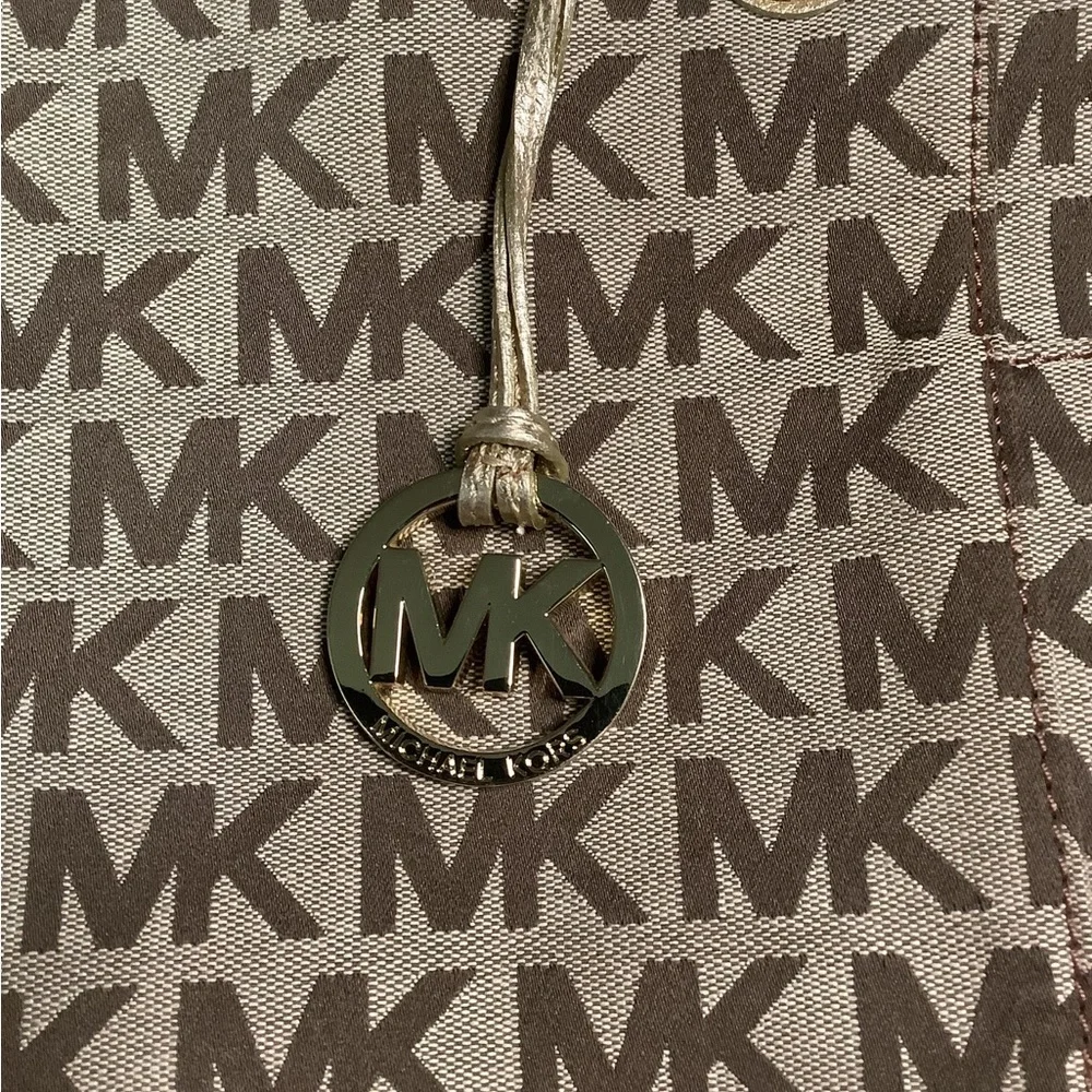 Michael Kors Brown and Gold Monogram Tote
